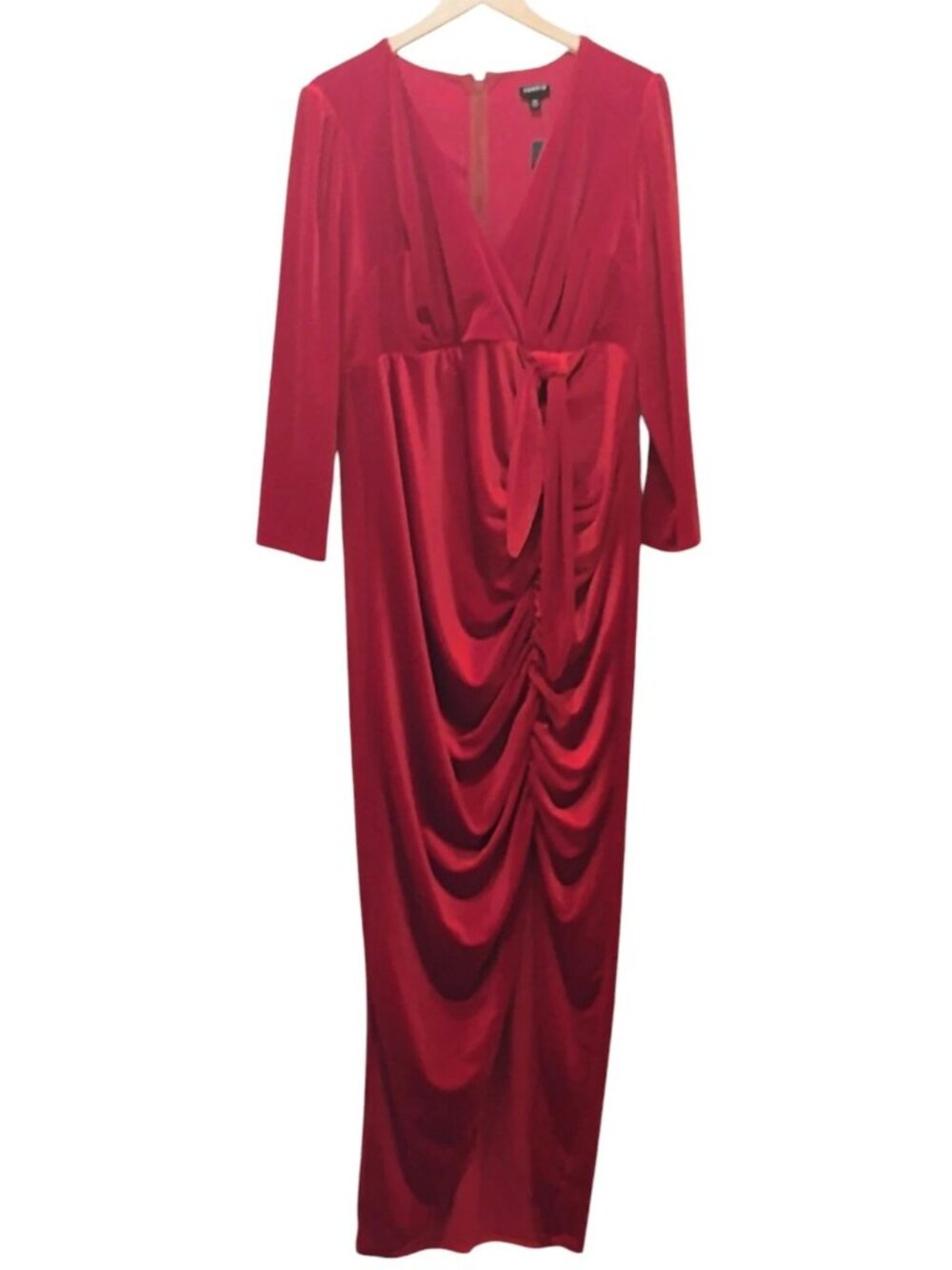 NWT - Torrid Size 22 Red LS Velvet Hi Slit Maxi - Picture 5 of 10